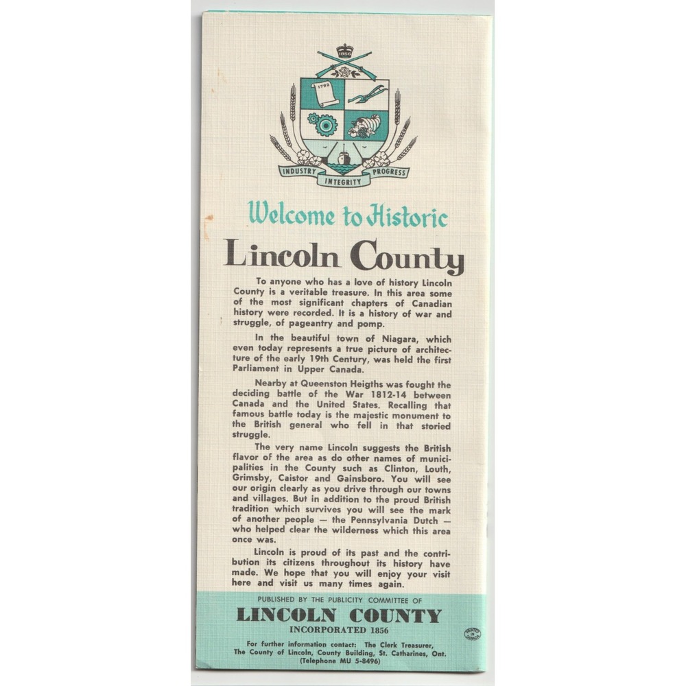 Vintage Historic Lincoln County Ontario Canada Travel Brochure Illustrated Map - Picture 2 of 4